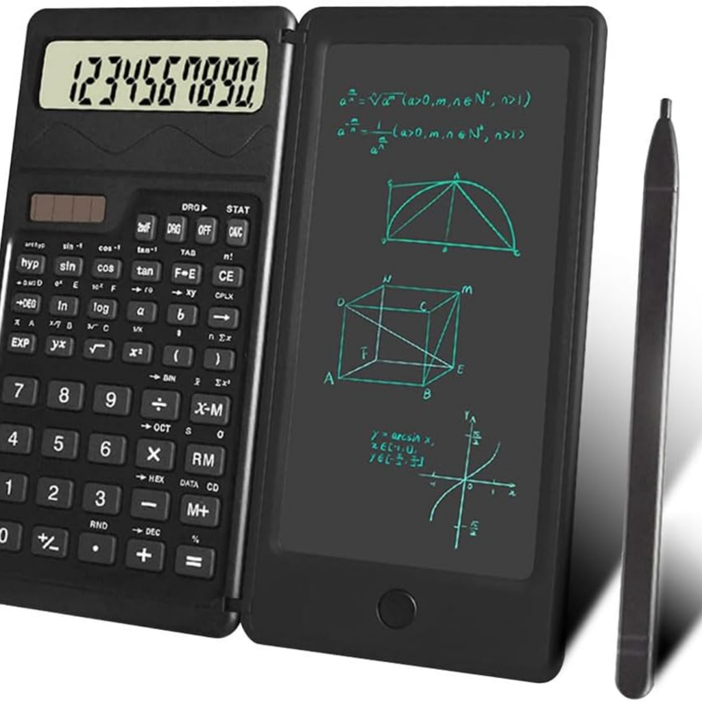 Calculadora científica plegable. Para cálculos en sucio.