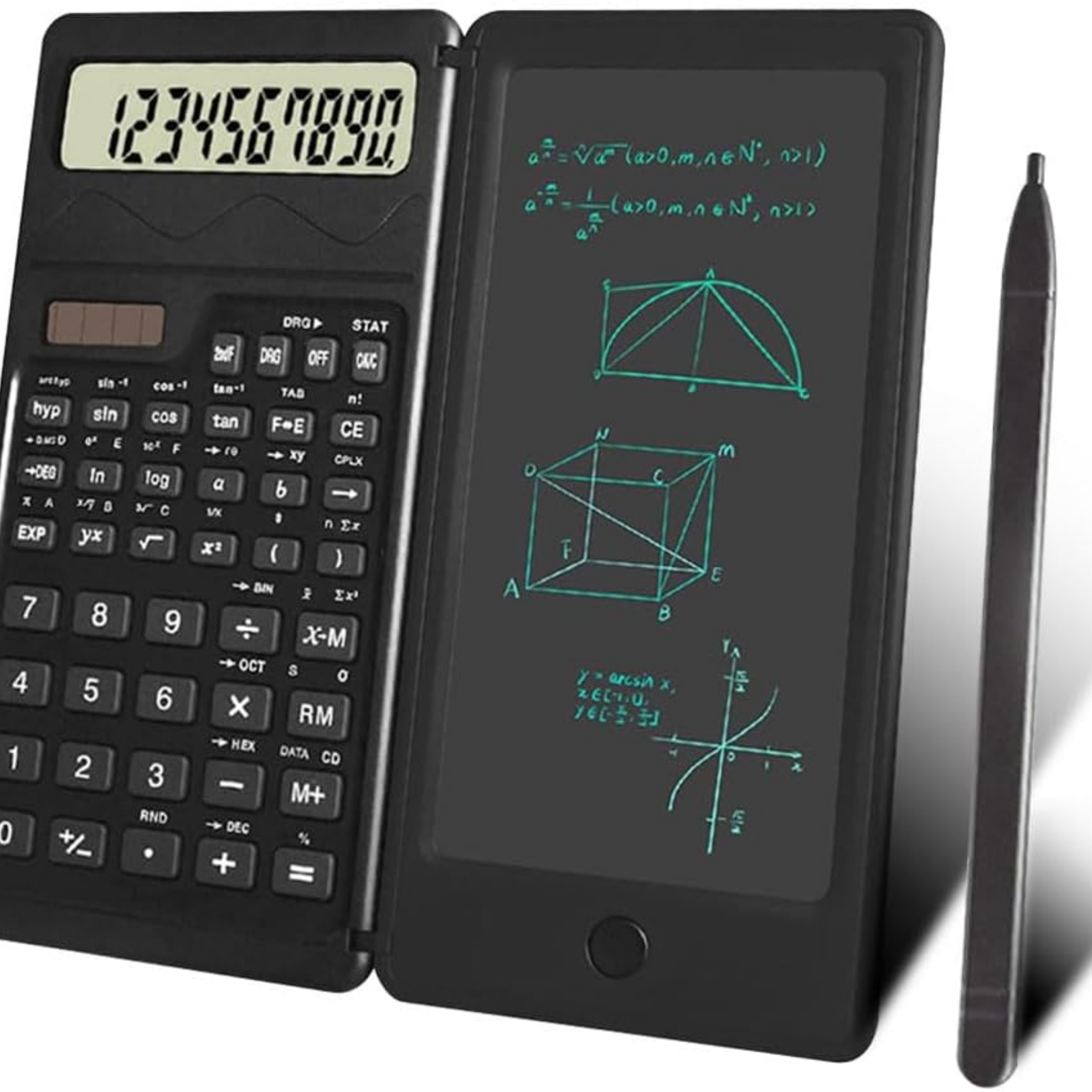 Calculadora científica plegable. Para cálculos en sucio.