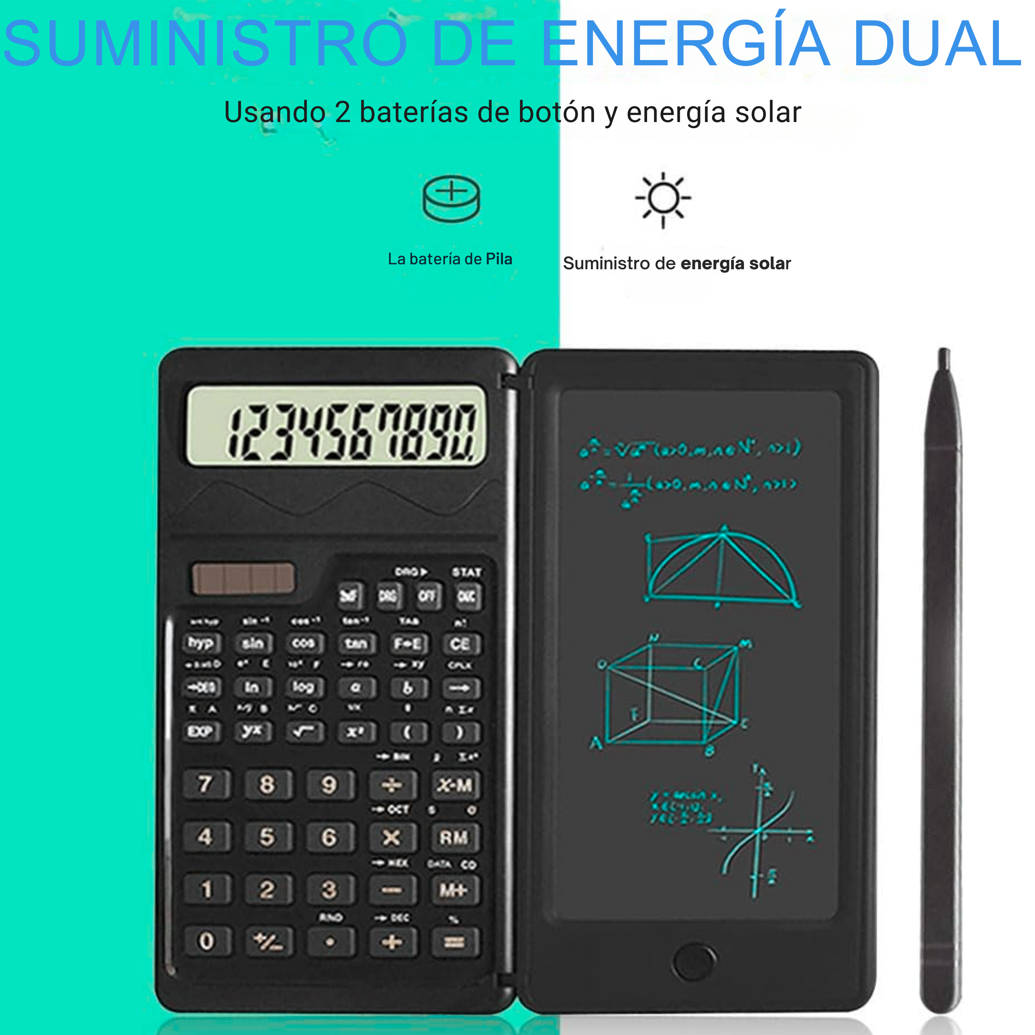 Calculadora científica plegable. Para cálculos en sucio.